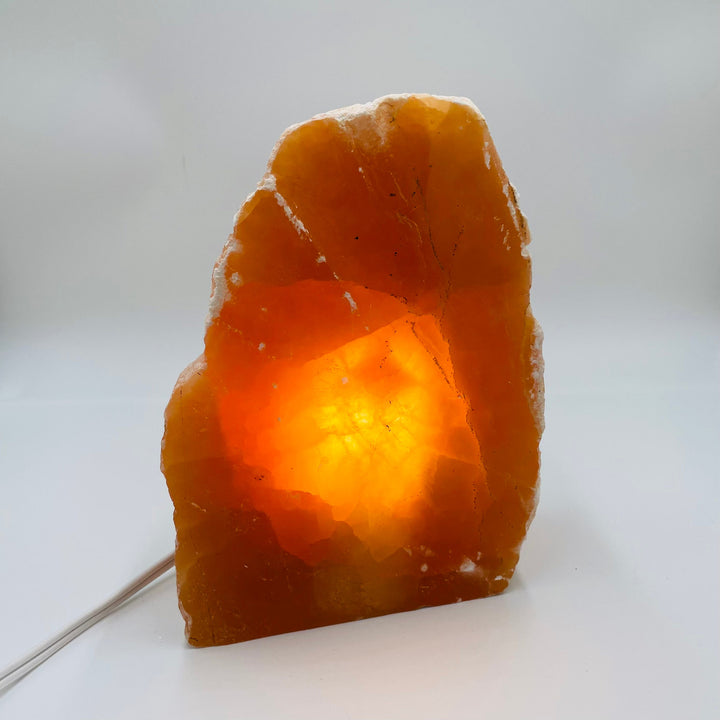 Orange Selenite Raw Lamp by CuartoAstral